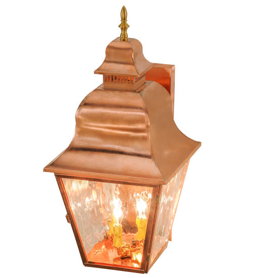 Meyda Lighting Revere 12" 3-Light Raw Copper Wall Sconce With Clear Art Shade Glass