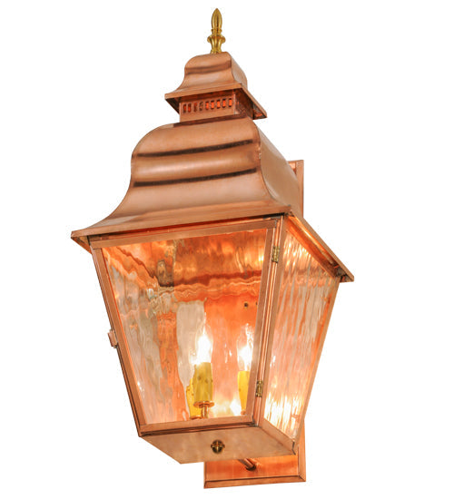 Meyda Lighting Revere 12" 3-Light Raw Copper Wall Sconce With Clear Art Shade Glass