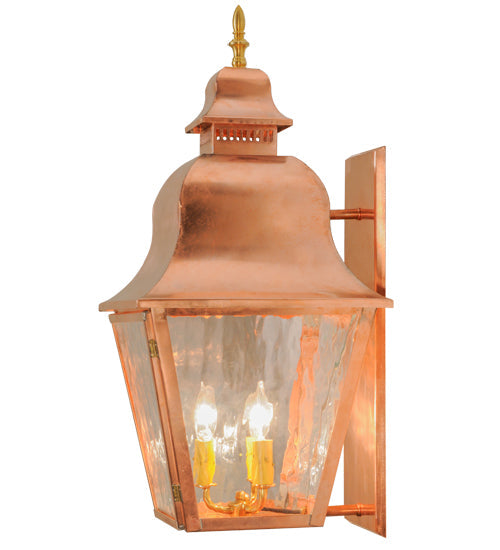 Meyda Lighting Revere 12" 3-Light Raw Copper Wall Sconce With Clear Art Shade Glass