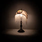 Meyda Lighting Reverse Painted 11" Mahogany Bronze Accent Table Lamp With Beige Painted Roses Fabric Shade and Fringe