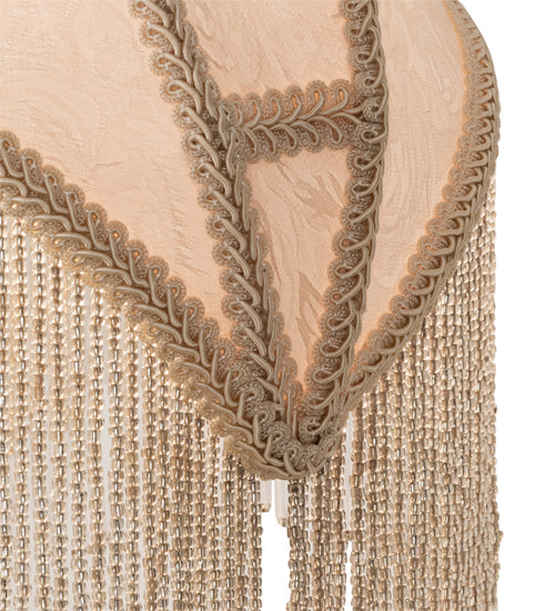 Meyda Lighting Reverse Painted 11" Mahogany Bronze Accent Table Lamp With Beige Painted Roses Fabric Shade and Fringe