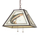 Meyda Lighting Reverse Painted 16" 2-Light Mahogany Bronze Pendant Light With Multi-Colored Trout Shade Glass