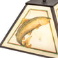 Meyda Lighting Reverse Painted 16" 2-Light Mahogany Bronze Pendant Light With Multi-Colored Trout Shade Glass