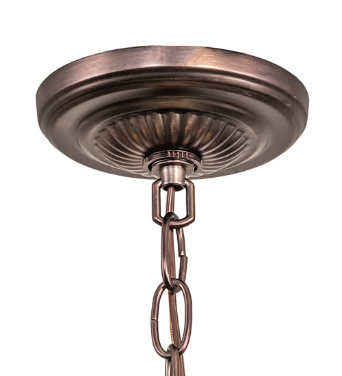 Meyda Lighting Reverse Painted 16" 2-Light Mahogany Bronze Pendant Light With Multi-Colored Trout Shade Glass
