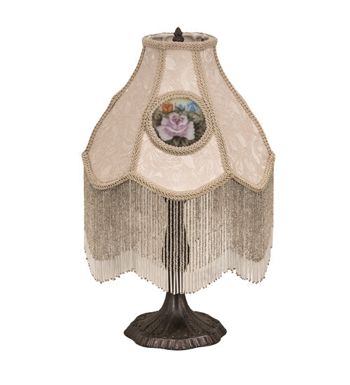 Meyda Lighting Reverse Painted 20" 4-Light Antique Table Lamp With Ivory Fabric Shade