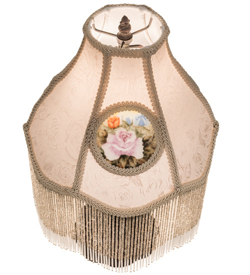 Meyda Lighting Reverse Painted 20" 4-Light Antique Table Lamp With Ivory Fabric Shade