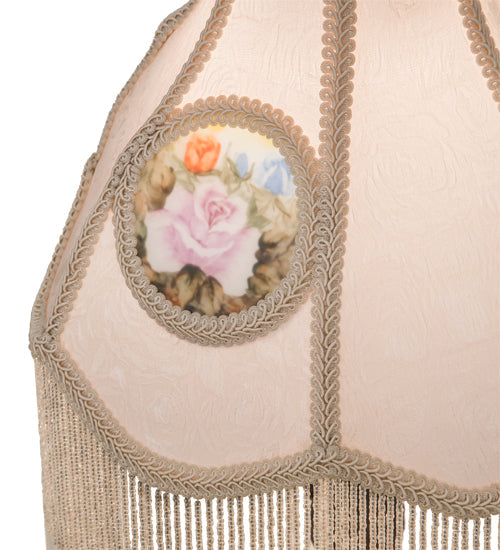 Meyda Lighting Reverse Painted 20" 4-Light Antique Table Lamp With Ivory Fabric Shade