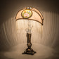 Meyda Lighting Reverse Painted 20" Mahogany Bronze Accent Table Lamp With Beige Painted Roses Fabric Shade and Fringe