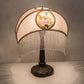 Meyda Lighting Reverse Painted 21" Mahogany Bronze Roses Fabric Table Lamp With Ivory Shade