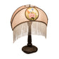 Meyda Lighting Reverse Painted 21" Mahogany Bronze Roses Fabric Table Lamp With Ivory Shade