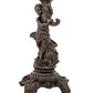 Meyda Lighting Reverse Painted 23" Mahogany Bronze Roses Fabric Table Lamp With Ivory Fringe Shade