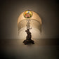 Meyda Lighting Reverse Painted 23" Mahogany Bronze Roses Fabric Table Lamp With Ivory Fringe Shade