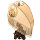Meyda Lighting Reverse Painted 23" Mahogany Bronze Roses Fabric Table Lamp With Ivory Fringe Shade