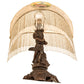 Meyda Lighting Reverse Painted 23" Mahogany Bronze Roses Fabric Table Lamp With Ivory Fringe Shade