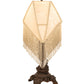 Meyda Lighting Reverse Painted 23" Mahogany Bronze Roses Fabric Table Lamp With Ivory Fringe Shade