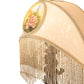 Meyda Lighting Reverse Painted 23" Mahogany Bronze Roses Fabric Table Lamp With Ivory Fringe Shade