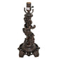 Meyda Lighting Reverse Painted 23" Mahogany Bronze Roses Fabric Table Lamp With Ivory Fringe Shade