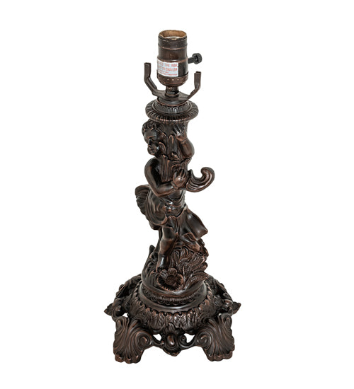 Meyda Lighting Reverse Painted 23" Mahogany Bronze Roses Fabric Table Lamp With Ivory Fringe Shade