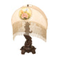 Meyda Lighting Reverse Painted 23" Mahogany Bronze Roses Fabric Table Lamp With Ivory Fringe Shade