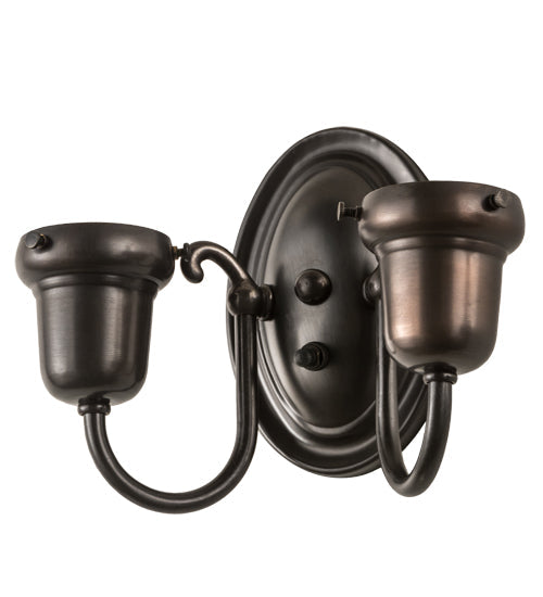 Meyda Lighting Revival 10" 2-Light Craftsman Brown Goblet Wall Sconce With White Opal Shade Glass