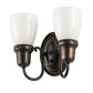 Meyda Lighting Revival 10" 2-Light Craftsman Brown Goblet Wall Sconce With White Opal Shade Glass
