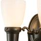 Meyda Lighting Revival 10" 2-Light Craftsman Brown Goblet Wall Sconce With White Opal Shade Glass