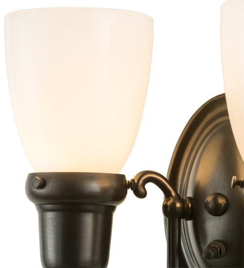 Meyda Lighting Revival 10" 2-Light Craftsman Brown Goblet Wall Sconce With White Opal Shade Glass