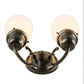Meyda Lighting Revival 10" 2-Light Craftsman Brown Goblet Wall Sconce With White Opal Shade Glass