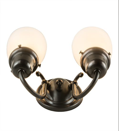Meyda Lighting Revival 10" 2-Light Craftsman Brown Goblet Wall Sconce With White Opal Shade Glass