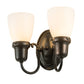 Meyda Lighting Revival 10" 2-Light Craftsman Brown Goblet Wall Sconce With White Opal Shade Glass