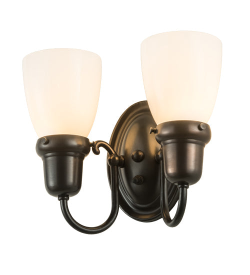 Meyda Lighting Revival 10" 2-Light Craftsman Brown Goblet Wall Sconce With White Opal Shade Glass