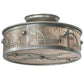 Meyda Lighting Revival 12" 2-Light Nickel Powder Coat Deco Flush Mount Light With Silver Mica Shade Glass