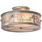Meyda Lighting Revival 12" 2-Light Nickel Powder Coat Deco Flush Mount Light With Silver Mica Shade Glass