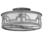 Meyda Lighting Revival 12" 2-Light Raw Steel Deco Flush Mount Light With White Statuario Idalight Shade Glass