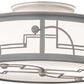 Meyda Lighting Revival 12" 2-Light Raw Steel Deco Flush Mount Light With White Statuario Idalight Shade Glass