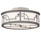 Meyda Lighting Revival 12" 2-Light Raw Steel Deco Flush Mount Light With White Statuario Idalight Shade Glass