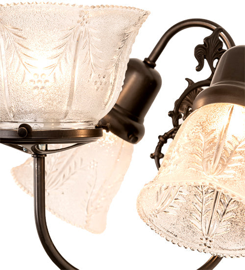 Meyda Lighting Revival 12" 3-Light Craftsman Brown Gas & Electric Wall Sconce With Textured Clear Shade Glass