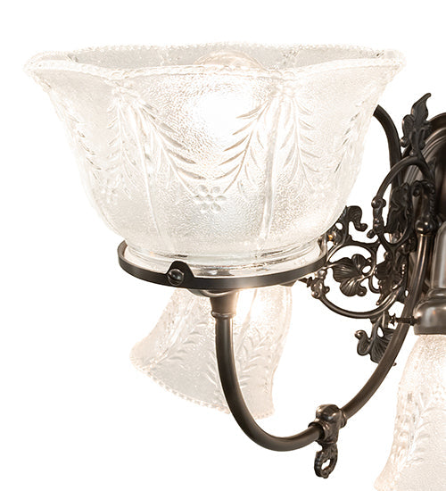 Meyda Lighting Revival 12" 3-Light Craftsman Brown Gas & Electric Wall Sconce With Textured Clear Shade Glass