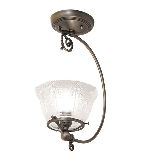 Meyda Lighting Revival 12" Antique Brass Auburn Wheat Gas Reproduction Semi-flush Mount Light With Clear Shade Glass