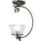 Meyda Lighting Revival 12" Antique Brass Auburn Wheat Gas Reproduction Semi-flush Mount Light With Clear Shade Glass