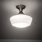 Meyda Lighting Revival 12" Antique Brass Schoolhouse Flush Mount Light With White Opal Traditional Globe Shade Glass