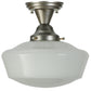 Meyda Lighting Revival 12" Brushed Nickel Schoolhouse Semi-flush Mount Ceiling Light With White Traditional Globe Shade Glass