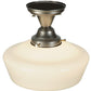 Meyda Lighting Revival 12" Brushed Nickel Schoolhouse Semi-flush Mount Ceiling Light With White Traditional Globe Shade Glass