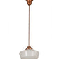 Meyda Lighting Revival 12" Copper Schoolhouse Pendant Light With White Opal Traditional Globe Shade Glass