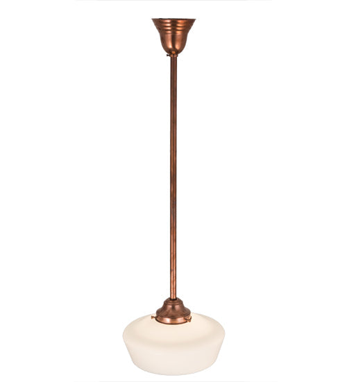 Meyda Lighting Revival 12" Copper Schoolhouse Pendant Light With White Opal Traditional Globe Shade Glass