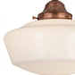 Meyda Lighting Revival 12" Copper Schoolhouse Pendant Light With White Opal Traditional Globe Shade Glass