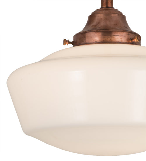 Meyda Lighting Revival 12" Copper Schoolhouse Pendant Light With White Opal Traditional Globe Shade Glass