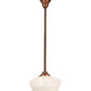 Meyda Lighting Revival 12" Copper Schoolhouse Pendant Light With White Opal Traditional Globe Shade Glass