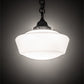 Meyda Lighting Revival 12" Craftsman Brown Schoolhouse Pendant Light With White Opal Shade Glass