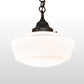 Meyda Lighting Revival 12" Craftsman Brown Schoolhouse Pendant Light With White Opal Shade Glass